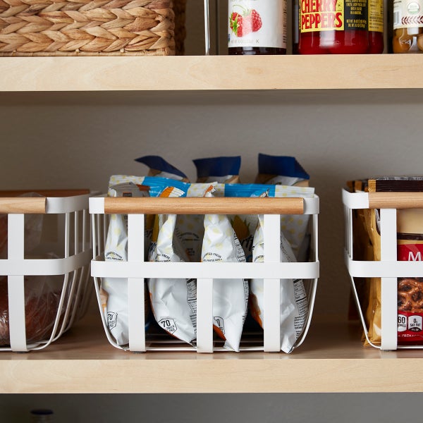 Yamazaki Tosca Baskets with Wooden Handles The Container Store